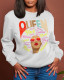 White Street Daily Print Patchwork Letter O Neck Tops