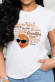 Red Fashion Casual Patchwork Letter O Neck T-Shirts