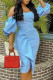 Sky Blue Sexy Solid Patchwork Flounce Asymmetrical Strapless One Step Skirt Dresses