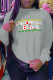 Grey Fashion Casual Print Patchwork Letter O Neck Tops