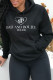 Black Casual Print Patchwork Hooded Collar Tops