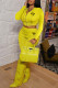 Yellow Fashion Casual Print Zipper Hooded Collar Long Sleeve Two Pieces
