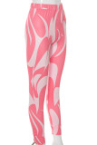 Pink Sexy Print Patchwork Skinny High Waist Pencil Full Print Bottoms