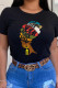 Black Fashion Casual Print Patchwork O Neck T-Shirts