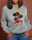 Grey Casual Street Print Patchwork O Neck Tops
