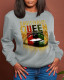 Grey Fashion Street Print Patchwork O Neck Tops