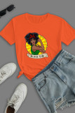 Red Work Street Print Patchwork O Neck T-Shirts