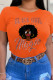 Orange Fashion Casual Print Patchwork O Neck T-Shirts