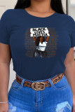 Red Casual Daily Character Patchwork O Neck T-Shirts