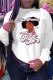 White Street Sportswear Print Patchwork O Neck Tops