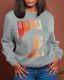 Grey Casual Street Print Patchwork O Neck Tops