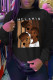 Black Sportswear Daily Character Patchwork O Neck T-Shirts