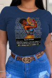 Red Street Daily Character Patchwork O Neck T-Shirts