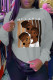 Grey Sportswear Daily Character Patchwork O Neck T-Shirts