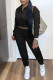 Black Fashion Casual Solid Basic Zipper Collar Long Sleeve Two Pieces