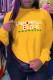 Yellow Fashion Casual Print Patchwork Letter O Neck Tops