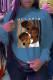 Blue Sportswear Daily Character Patchwork O Neck T-Shirts