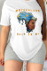 White Casual Street Print Patchwork O Neck T-Shirts
