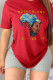 Red Casual Street Print Patchwork O Neck T-Shirts