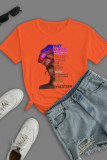 Red Casual Street Print Patchwork O Neck T-Shirts