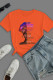 Orange Casual Street Print Patchwork O Neck T-Shirts