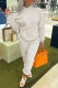 Cream White Fashion Casual Solid Patchwork Hooded Collar Long Sleeve Two Pieces