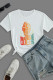 White Street Print Patchwork O Neck T-Shirts