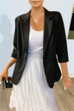 Yellow Fashion Casual Solid Cardigan Turndown Collar Outerwear