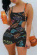 Black Fashion Sexy Print Backless Spaghetti Strap Skinny Romper