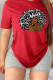 Red Casual Street Print Patchwork Letter O Neck T-Shirts