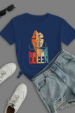 Red Street Print Patchwork O Neck T-Shirts
