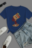 Red Street Daily Print Patchwork O Neck T-Shirts