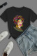 Black Casual Daily Print Patchwork O Neck T-Shirts