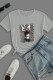 Grey Street Print Patchwork Letter O Neck T-Shirts