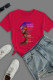 Red Casual Street Print Patchwork O Neck T-Shirts
