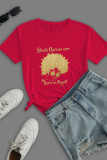 Red Street Daily Print Patchwork O Neck T-Shirts