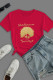 Red Street Daily Print Patchwork O Neck T-Shirts