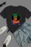 Red Fashion Casual Print Patchwork O Neck T-Shirts