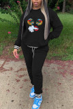 Red Casual Sportswear Print Patchwork O Neck Long Sleeve Two Pieces