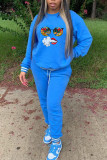 Red Casual Sportswear Print Patchwork O Neck Long Sleeve Two Pieces