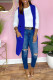Blue Fashion Casual Solid Cardigan Turndown Collar Outerwear