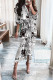 Black White Fashion Casual Patchwork With Belt V Neck Long Sleeve Dresses