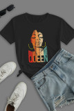 Red Street Print Patchwork O Neck T-Shirts