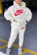 White Fashion Casual Embroidery Basic Hooded Collar Long Sleeve Two Pieces