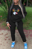Red Casual Sportswear Print Patchwork O Neck Long Sleeve Two Pieces