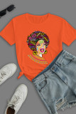 Grey Casual Daily Print Patchwork O Neck T-Shirts