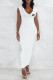 White Fashion Casual Print Basic V Neck Short Sleeve Dress