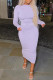 Light Purple Fashion Casual Solid Basic O Neck Long Sleeve Dresses