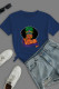 Navy Blue Fashion Casual Print Patchwork O Neck T-Shirts
