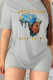 Grey Casual Street Print Patchwork O Neck T-Shirts